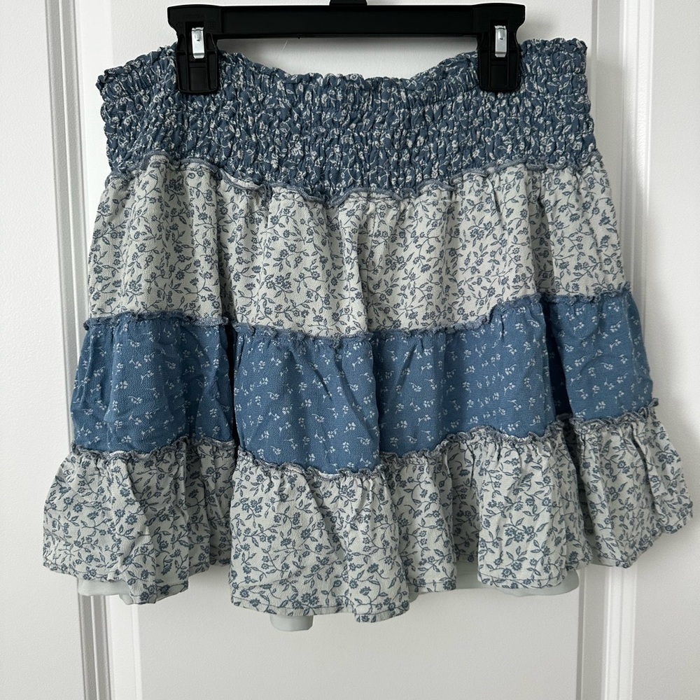 American Eagle Outfitters Floral Tiered Smocked Mini Skirt
